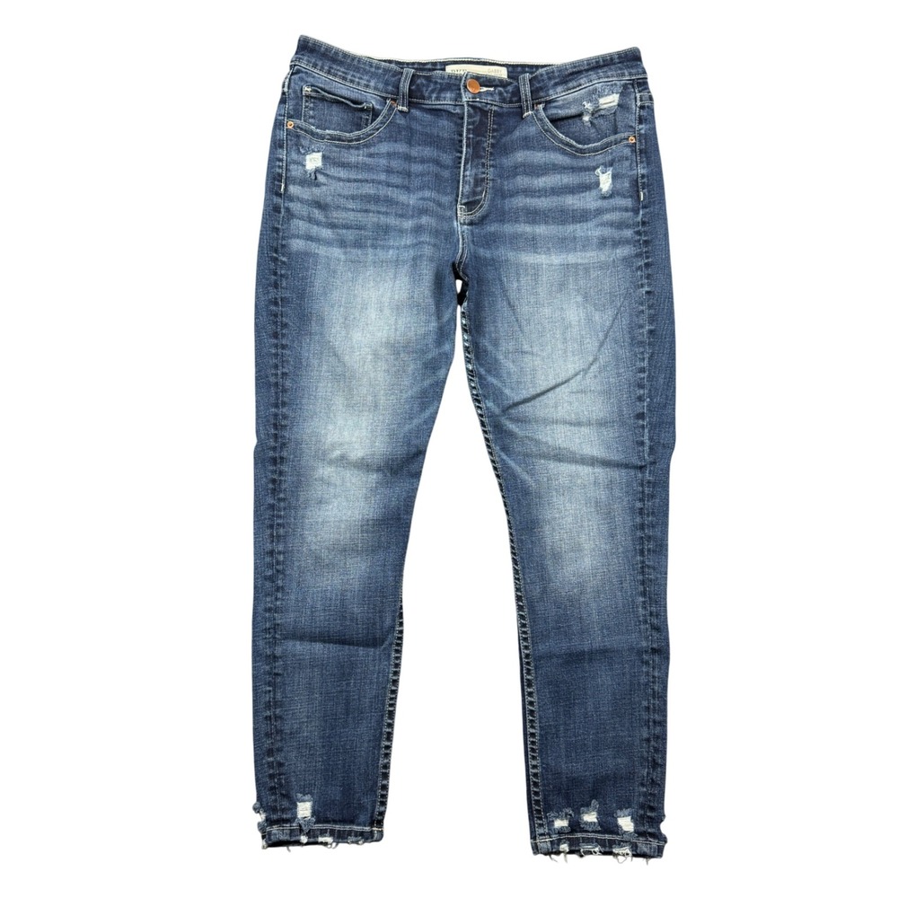 BKE Gabby Curvy Fit High Rise Ankle Skinny Jean Women 31 Distressed Blue Stretch